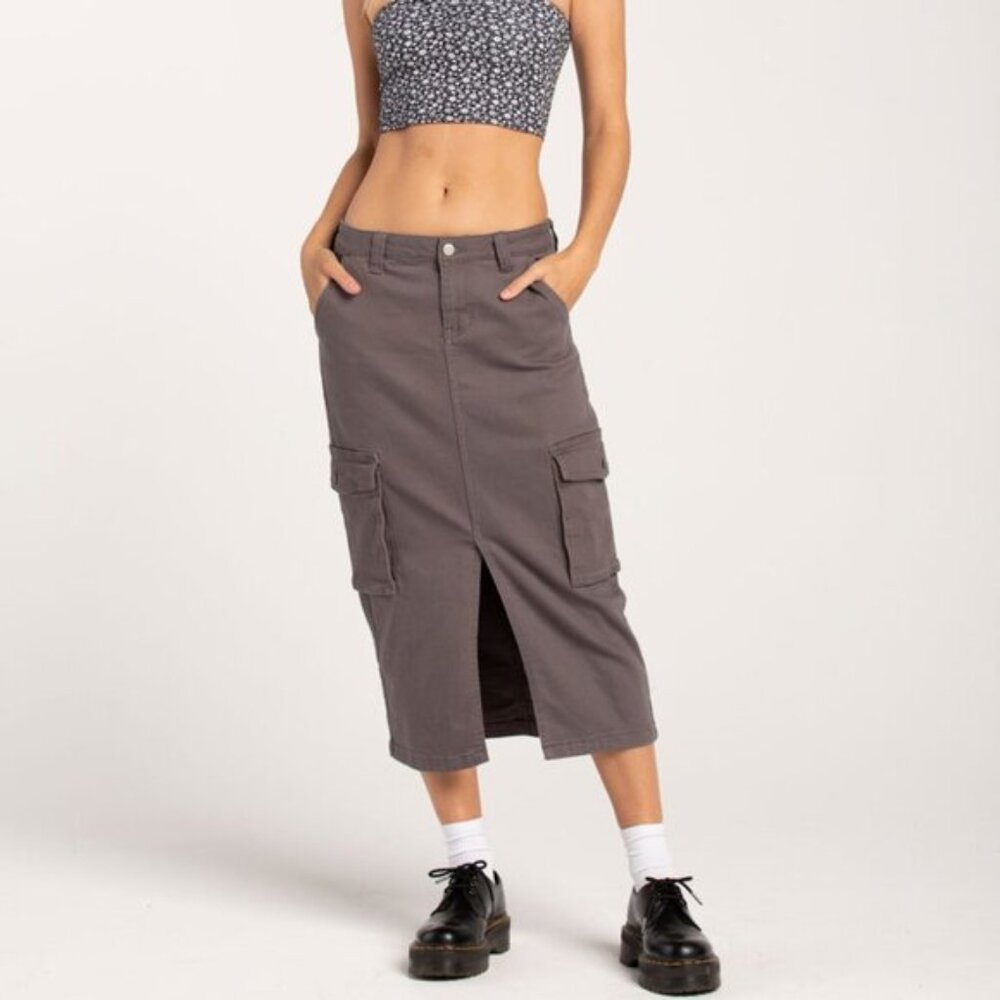RSQ Mid Rise Gray Cargo Midi Skirt/NWT/30